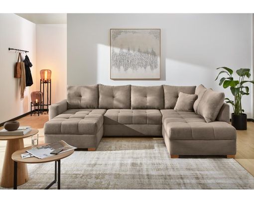 Wohnlandschaft, leger, "Jockel" inkl. Bettkasten und Schlaffunktion - Beige - 1