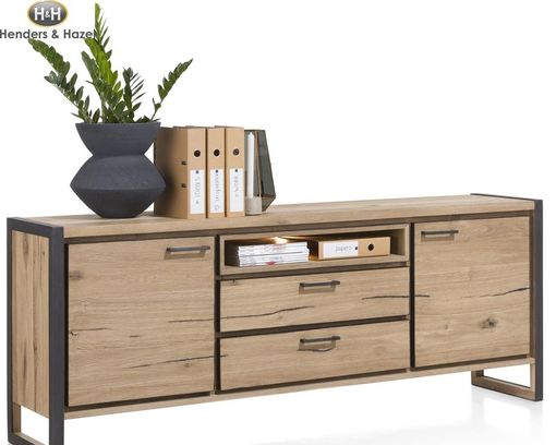 Sideboard "Metalo"  Henders & Hazel  Eiche braun/Metall schwarz 210 cm - braun/schwarz - 2