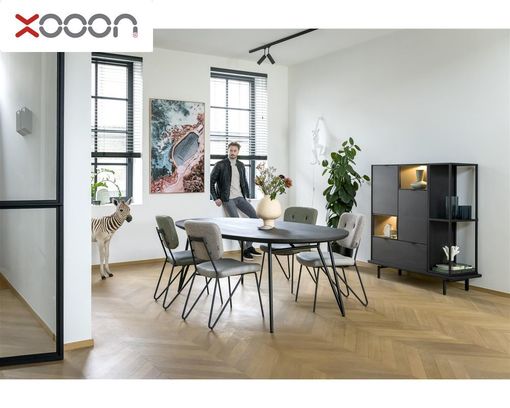 XOOON Highboard "Elements" mit LED-Licht - Schwarz - 3