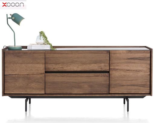 XOOON Sideboard "Halmstad", Eichenholz mit schwarzem Metallgestell, ca. 190 x 60 cm - braun/schwarz - 1