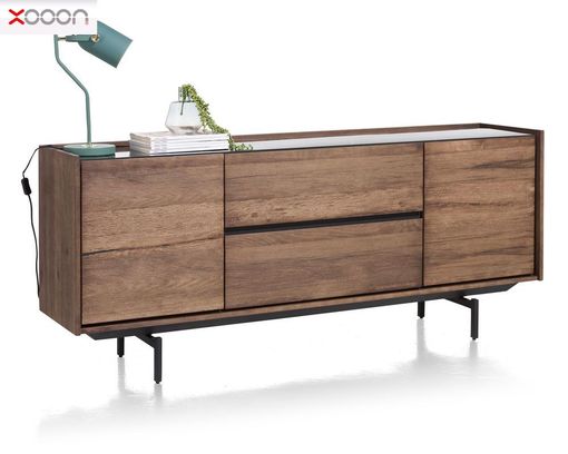 XOOON Sideboard "Halmstad", Eichenholz mit schwarzem Metallgestell, ca. 190 x 60 cm - braun/schwarz - 2