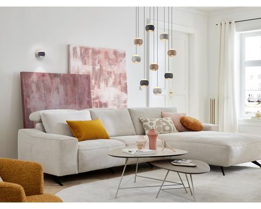 Musterring LED-Pendelleuchte "Cannon", 9-flammig - Schwarz/Grau/Peach - 2