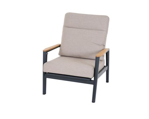 Lounge-Move-Sessel "Cortina", Rope-Geflecht, Teakholz - Braun/Schwarz/Sand - 1