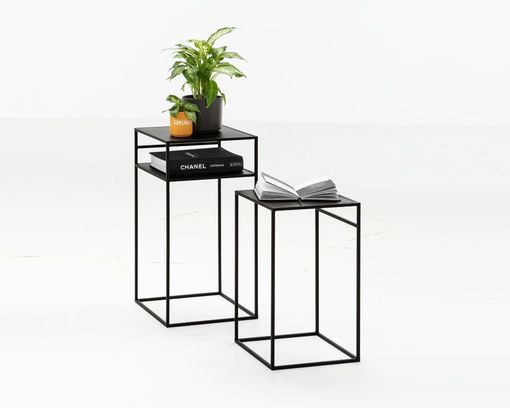 Beistelltisch-Set "Brisbane" aus schwarzem Stahlrohr und Metall - Schwarz - 1