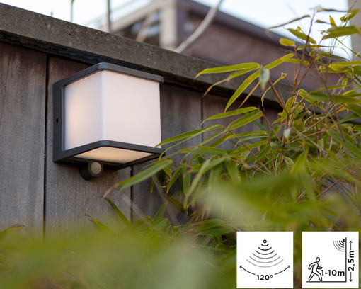 LED-Solarwandleuchte "Doblo" mit Dimmschalter und Sensor - anthrazit/weiß - 2