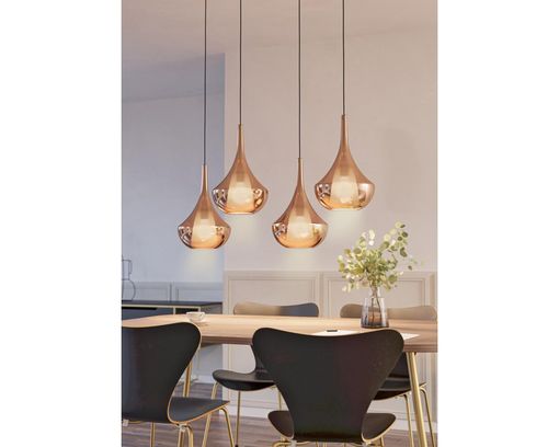 Pendelleuchte "Almoster", Glas bedampft kupferfarben - Schwarz/Kupfer - 1