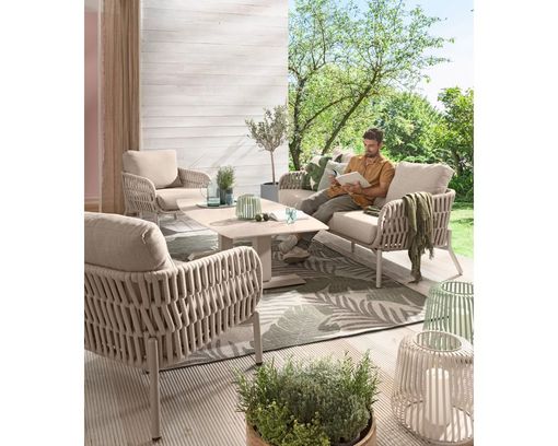 3er-Sofa "Terrano", Taupe, inkl. Kissen, Rope-Geflecht, ca. 204 cm - Taupe - 3