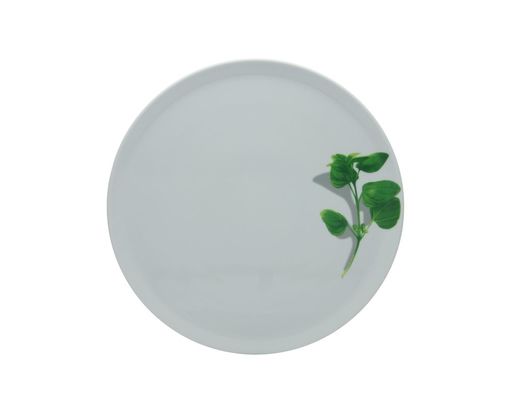 Pastateller "Basilikum", ca. 33 cm - weiß mit Basilikum-Dekor - 1