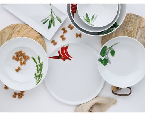 Pizzateller "Chili", ca. 33 cm - Weiß mit Chili-Dekor - 3