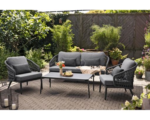 Interliving Lounge-Set 7013 mit Kissen aus Teddystoff - Anthrazit/Hellgrau - 2