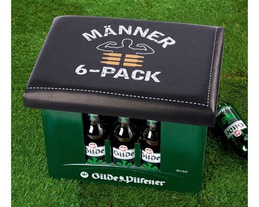 Bierkasten Sitzpolster "Männer 6-Pack", ca. 34x44 cm - Schwarz - 1