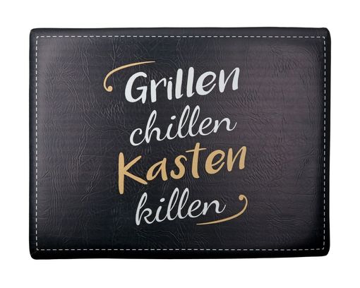 Bierkasten Sitzpolster "Grillen chillen", ca. 34x44 cm - Schwarz - 3