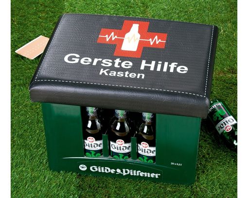 Bierkasten Sitzpolster "Gerste Hilfe", ca. 34x44 cm - Schwarz - 1