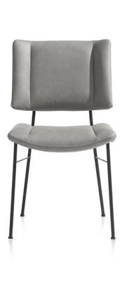 XOOON Tatum, Stuhl - Füße schwarz - Stoff Pala - Grau, Weiss - 1