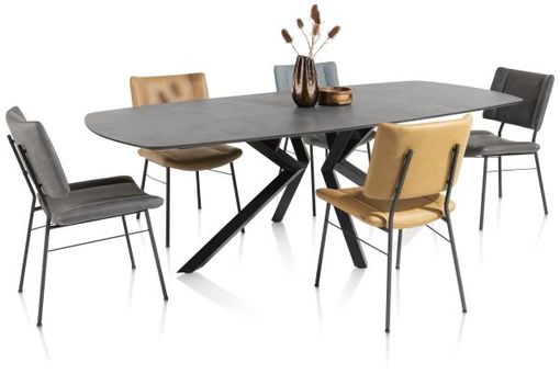 XOOON Tatum, Stuhl - Füße schwarz - Stoff Pala - Braun, Orange, Gelb - 8