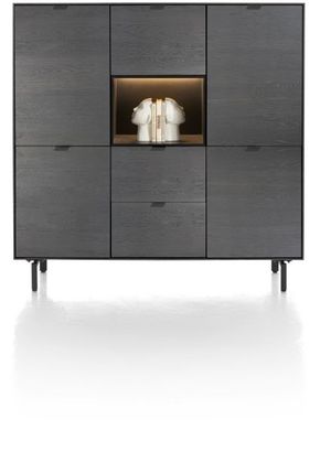 XOOON Elements, Highboard 150 cm - 5-Türen + 2-Laden + 1-Nische + Led inkl. Metallfüße -  - 1