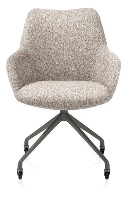 XOOON Mats, Armlehnstuhl - Aluminium Gestell graphit + Rollen - Stoff Luton crème - Kupfer - 1