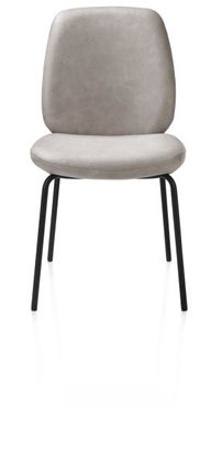 XOOON Fae, Stuhl - 4 Fußen - rough off black - Stoff Pala - Grau, Weiss - 1