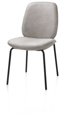 XOOON Fae, Stuhl - 4 Fußen - rough off black - Stoff Pala - Grau, Weiss - 2