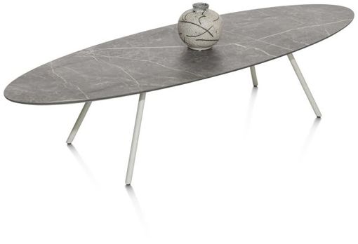 XOOON Niora, Couchtisch 150 x 50 cm - Primo Laminato Marble light grey - Schwarz, Grau - 3