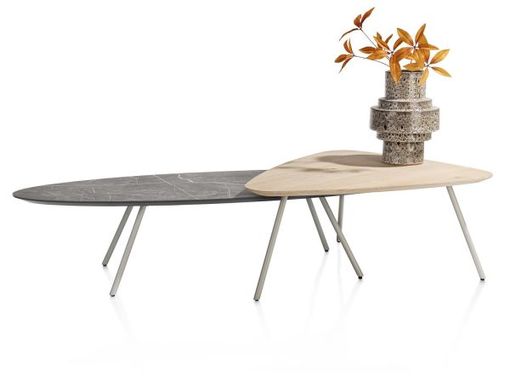 XOOON Niora, Couchtisch 150 x 50 cm - Primo Laminato Marble light grey - Schwarz, Grau - 6