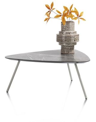 XOOON Niora, Couchtisch 85 x 77 cm - Primo Laminato Marble light grey - Schwarz, Grau - 1