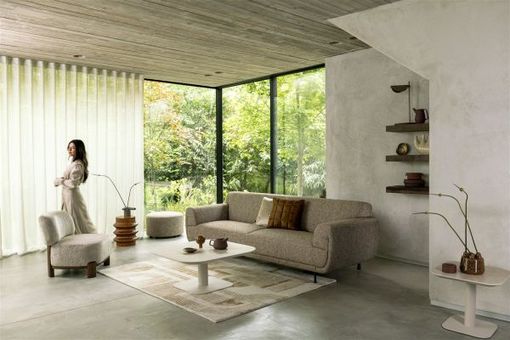 XOOON Brianto, Couchtisch 50 x 50 cm - Keramik Travertin Platte - Beige - 9