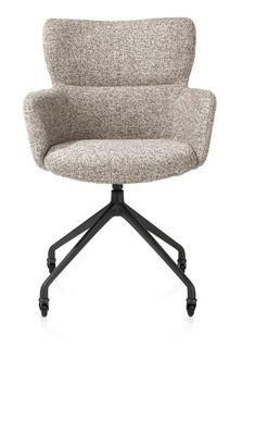 XOOON Sage, Armlehnstuhl + Rollen - Aluminium Gestell rough off black - Stoff Luton - Kupfer - 1