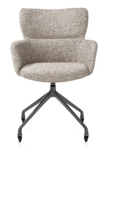 XOOON Sage, Armlehnstuhl + Rollen - Aluminium Gestell graphit - Stoff Luton - Kupfer - 1