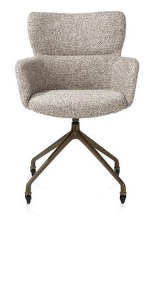 XOOON Sage, Armlehnstuhl + Rollen - Aluminium Gestell steelbrown - Stoff Luton - Kupfer - 1