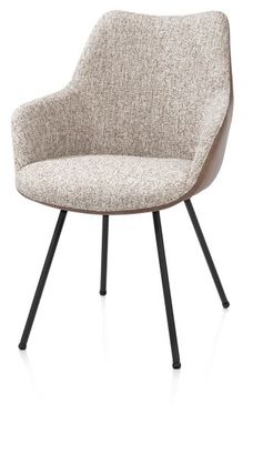 XOOON Mats, Armlehnstuhl - 4 Fußen rough off black - Pala cognac + Luton kupfer - Braun, Orange - 2