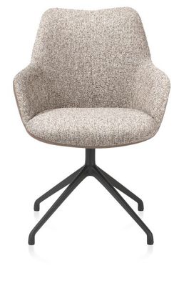 XOOON Mats, Armlehnstuhl - Aluminium Gestell rough off black - drehbar - Kombi Pala cognac + Luton kupfer - Braun, Orange - 1