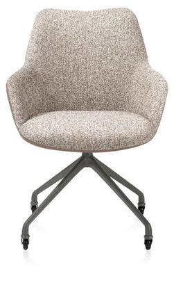 XOOON Mats, Armlehnstuhl - Aluminium Gestell graphit + Rollen - Pala cognac + Luton kupfer - Braun, Orange - 1