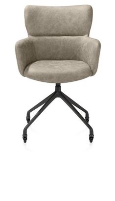 XOOON Sage, Armlehnstuhl + Rollen - Aluminium Gestell rough off black - Stoff Oregon -  - 1