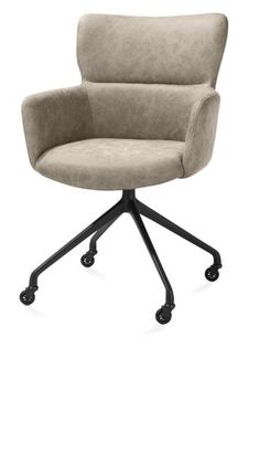 XOOON Sage, Armlehnstuhl + Rollen - Aluminium Gestell rough off black - Stoff Oregon -  - 2