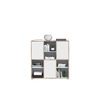 Highboard "Xiao" grifflos, mit drei Türen und sechs Einlegeböden - Weiß / Holzfarben - 1
