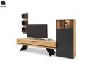 Anbauwand  "Skaagen" Musterring Balkeneiche Natur/Lack anthrazit - braun/anthrazit - 2