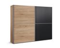 Schwebetürenschrank "Edinburgh" Sonoma Eiche Nachbildung, Basaltglas - Schwarz / Holzfarben - 1