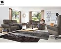 Trapezsofa mit Tisch  "MR 380" Musterring, legere Polsterung, Echtleder grau/braun - grau/braun - 1