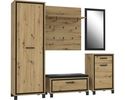 Garderobenschrank "Fiede", Artisan Eiche/schwarz Eiche Nachbildung - Braun/Schwarz - 3