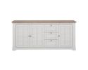 Sideboard "Fernanda" im Landhausstil, 3 Drehtüren, 3 Schubkästen - Snowy Oak - 2