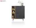 XOOON Highboard "Torano", ca. 125x145 cm - Walnuss / Off Black - 1