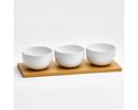 Snackschalen-Set "Basic", 4-tlg., Porzellan/Bambus - weiß/Bambus - 1