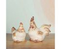 Huhn/Hahn, verschiedene Größen, aus Keramik - Braun/Weiß - 2