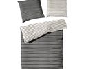 Perkal-Bettwäschegarnitur, schwarze Streifen, ca. 135x200 cm - Schwarz/Weiß - 1