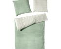 Perkal-Bettwäschegarnitur, grüne Streifen, ca. 135x200 cm - Salbei - 1