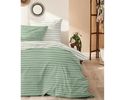 Perkal-Bettwäschegarnitur, grüne Streifen, ca. 135x200 cm - Salbei - 2