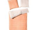 Perkal-Bettwäschegarnitur, orangene Streifen, ca. 155x220 cm - Orange - 1