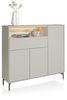 XOOON Noon, Highboard 148 cm - 3-Tueren + 1-Lade + 1-Nische (+ LED) - komplet silk grey -  - 2
