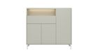 XOOON Noon, Highboard 148 cm - 3-Tueren + 1-Lade + 1-Nische (+ LED) - komplet silk grey -  - 4
